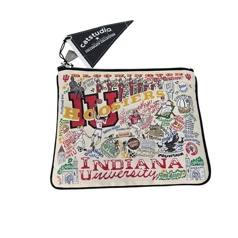 NEW Catstudio Indiana University Top Zip Small Card Coin Bag Clutch Hoosiers